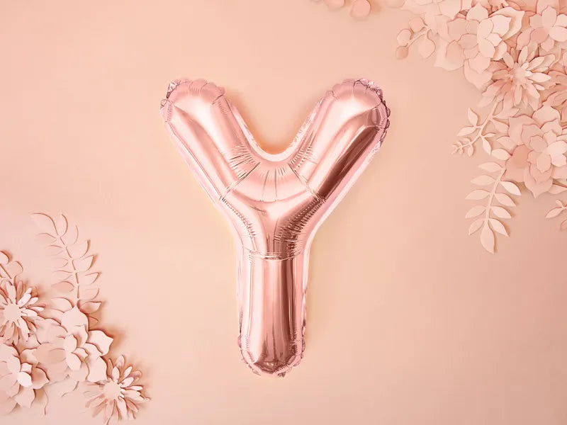 Foil Balloon Letter ''Y'', 35cm, rose gold Partydeco
