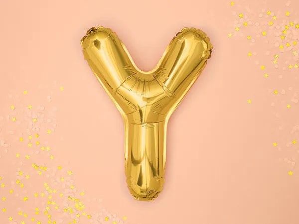 Globo de aluminio con la letra "Y", 35 cm, dorado