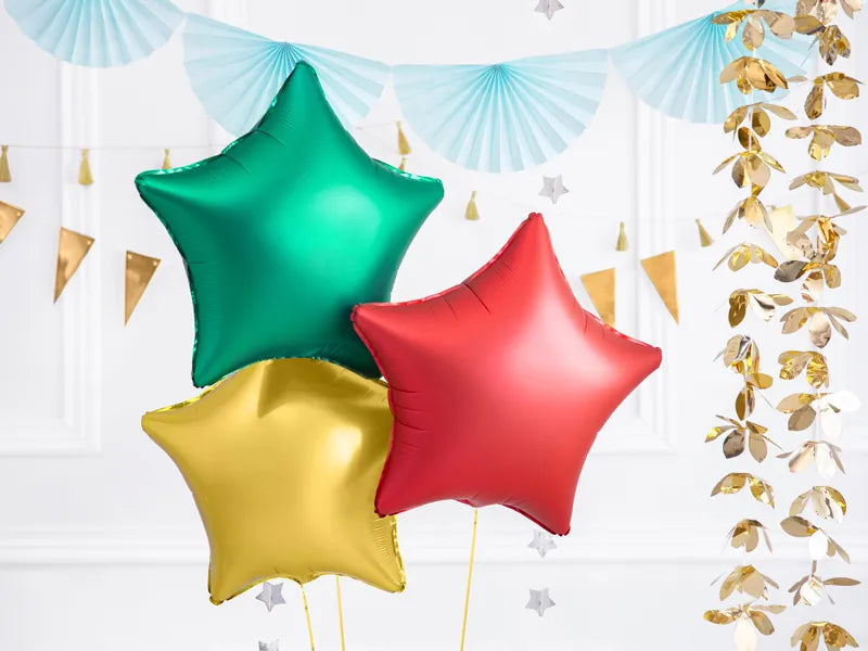 Foil Balloon Star, Satin Red, 17" / 42 cm Partydeco