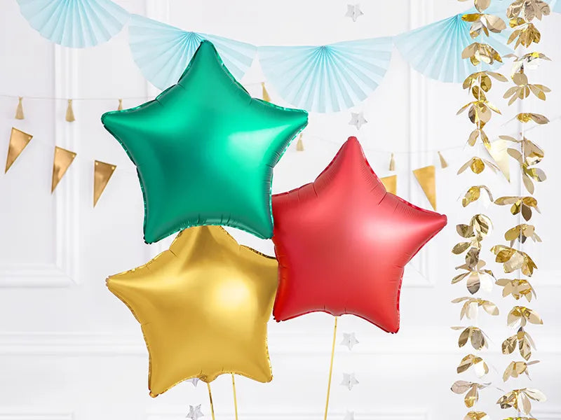 Foil Balloon Star, Satin Green, 17" / 42 cm Partydeco