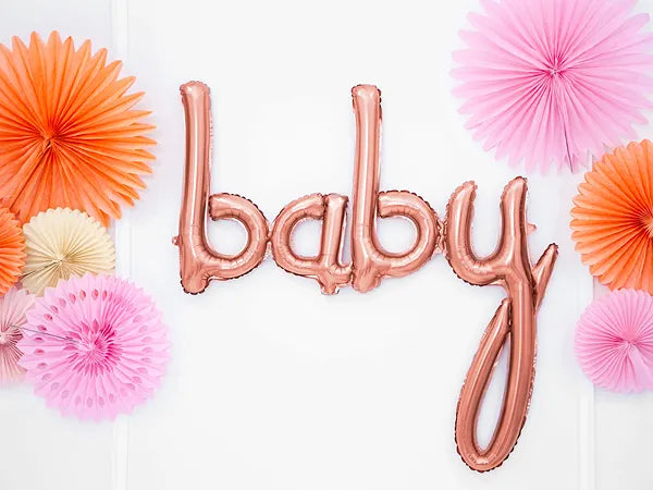 Foil Balloons Letters Baby, Rose Gold, 74 x 76 cm