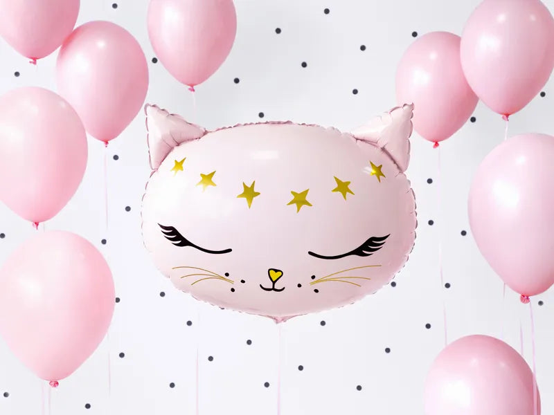 Globo de aluminio con forma de gato rosa, gatito, 48 x 39 cm