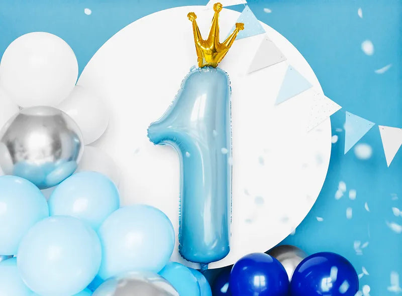 Foil Balloon Number ''1'', 37x100 cm, sky-blue Partydeco