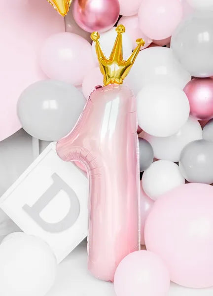 Globo de aluminio número 1, 37 x 100 cm, color rosa claro