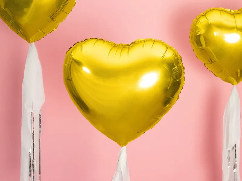 Balão de alumínio coração, dourado, 24" / 60 cm