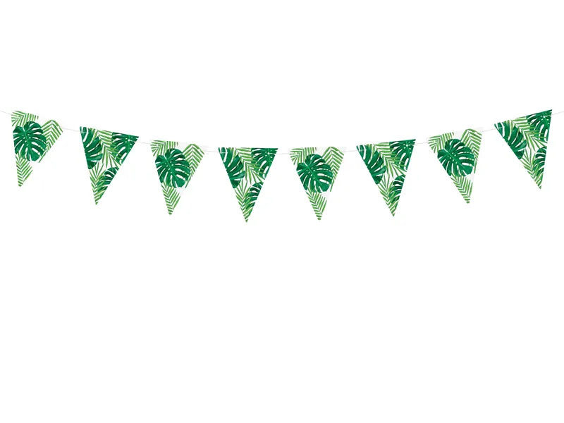 Paper flag banner Aloha - Leaves, 1.3 m