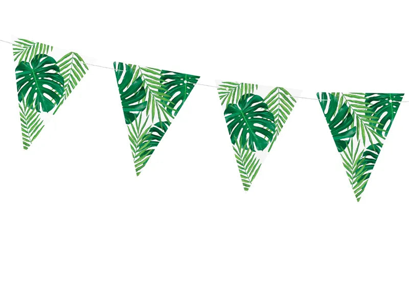 Paper flag banner Aloha - Leaves, 1.3 m