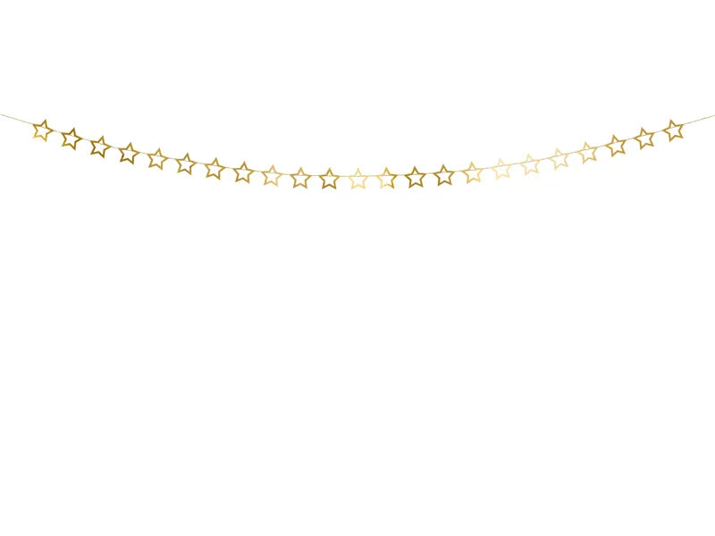 Paper Garland Stars (empty centre), gold, 3 m Partydeco