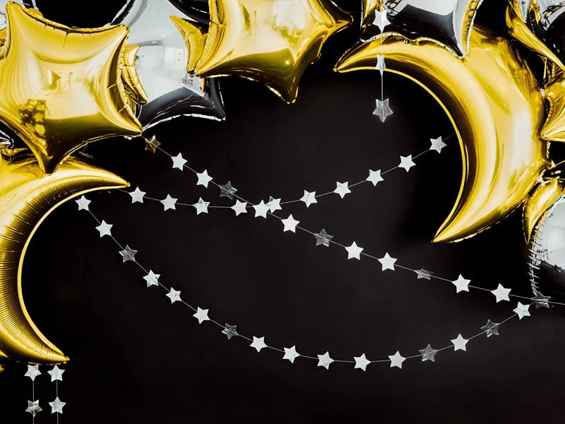 Paper Garland Stars, silver, 3.6 m Partydeco
