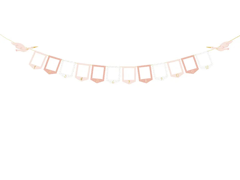 Photo frame garland - Stork, pink, 10.5 x 15 cm Partydeco