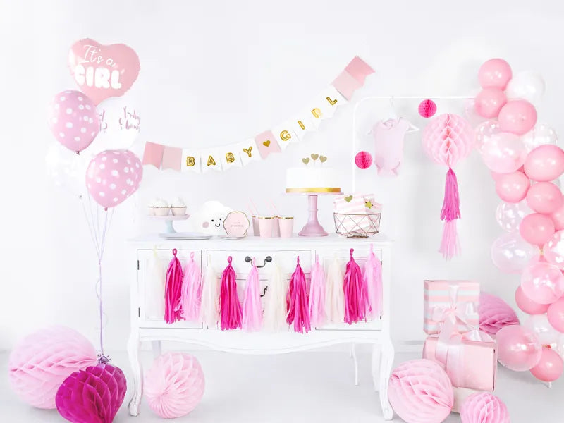 Paper Banner Baby Girl, pink, 15 x 160 cm Partydeco