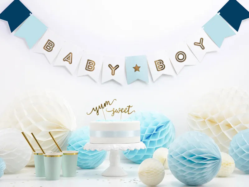 Paper Banner Baby Boy, blue, 15 x 160 cm Partydeco