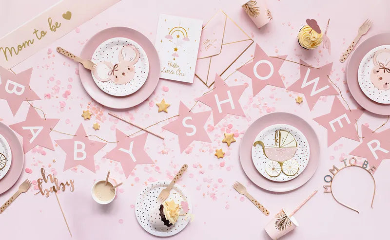 Paper Banner Baby shower, light pink, 290 x 16.5 cm Partydeco