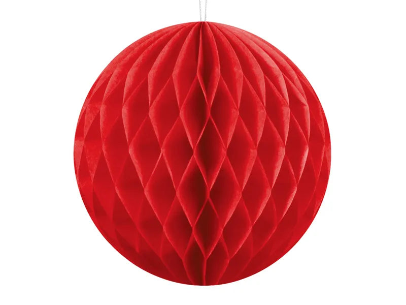 Honeycomb Ball, red, tissue paper, 30cm, 1 pcs Partydeco