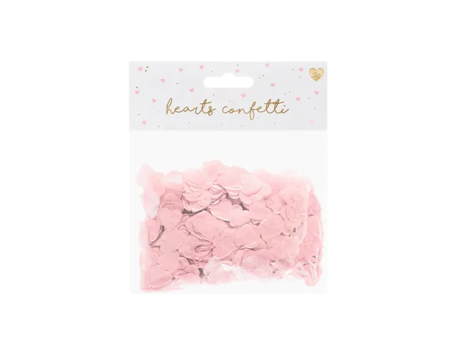 Corações de confete, 1,6x1,6 cm, rosa claro, pacote de 15g