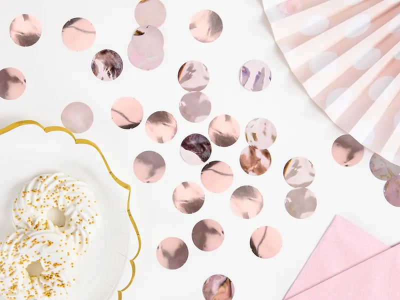 Círculos de confete, ouro rosa, 2,5 cm, pacote de 15 g