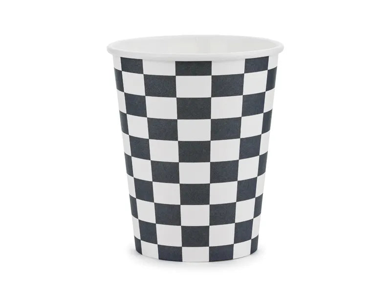 Vasos de cartón Bandera de cuadros, 220 ml, 6 uds.