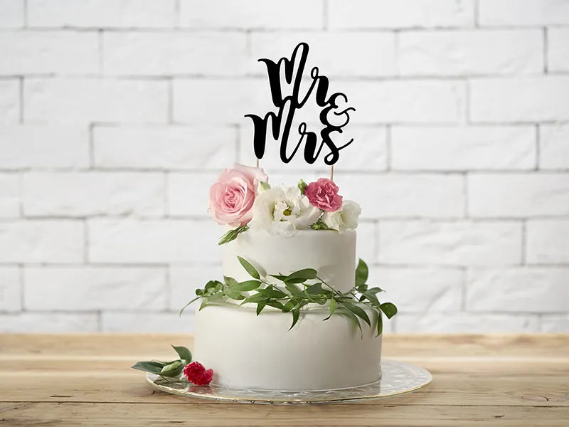 Cake topper Mr & Mrs, black, 25.5cm, 1 pcs Partydeco