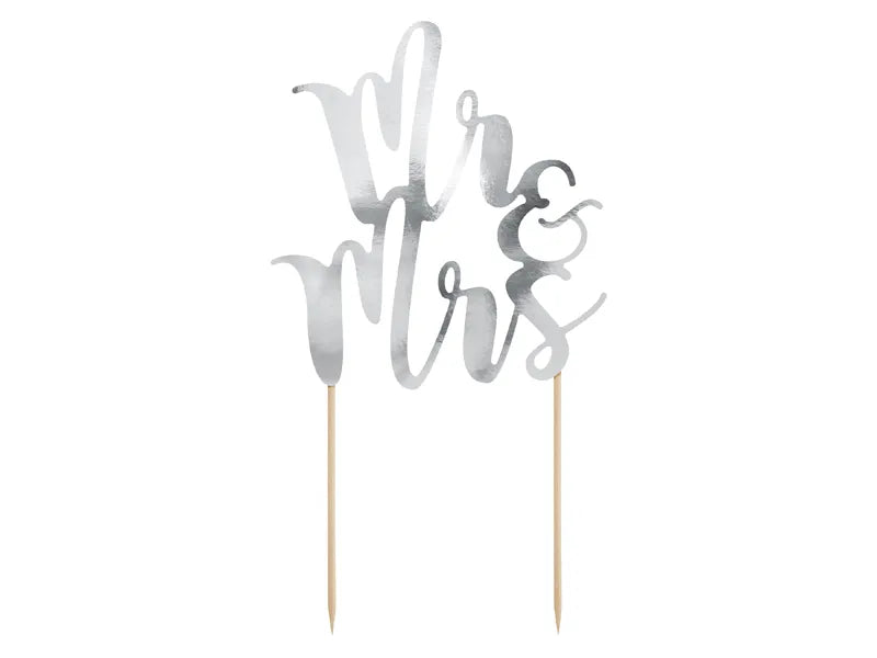 Cake topper Mr & Mrs, silver, 25.5cm, 1 pcs