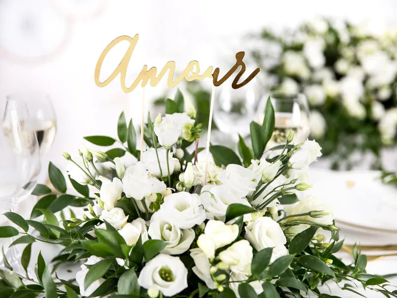 Cake topper Amour, gold, 22.5cm, 1 pcs Partydeco