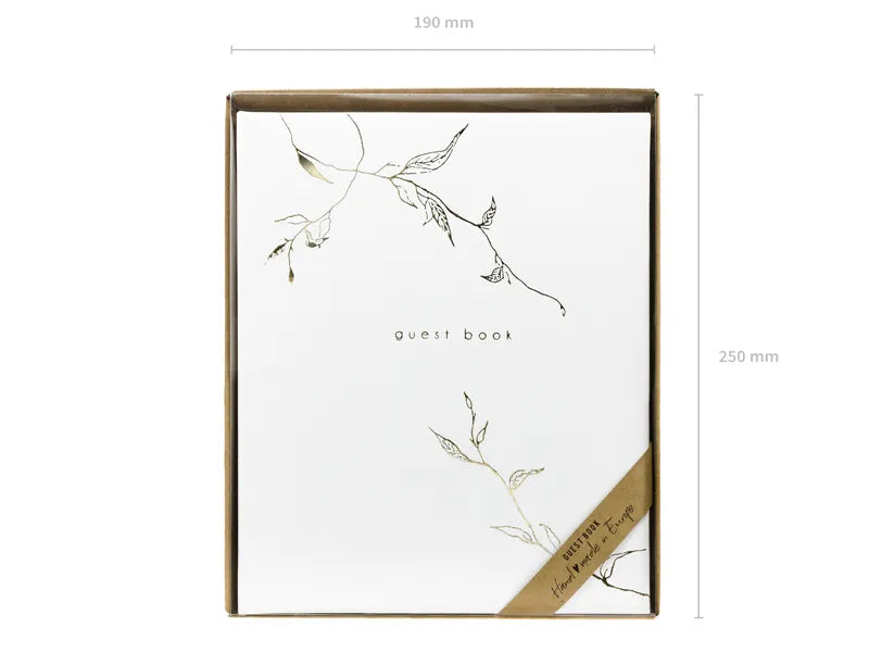 Guest Book, white/ golden leaves, 20x24.5 cm, 22 pages Partydeco