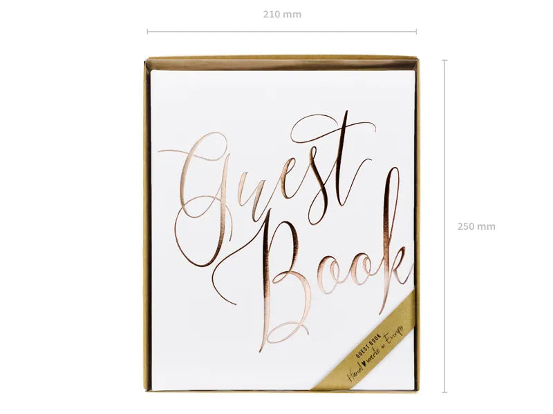 Guest Book, white/ rose gold, 20x24.5 cm, 22 pages Partydeco