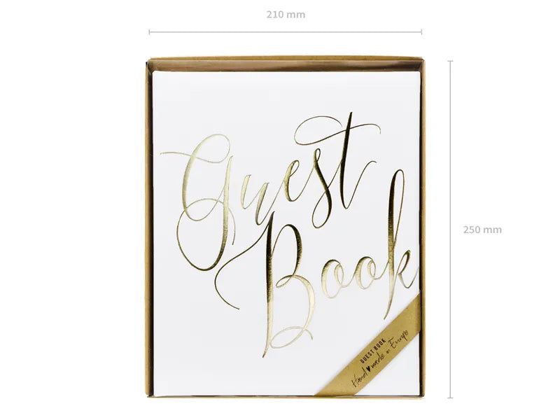 Guest Book, white/ gold, 20x24.5 cm, 22 pages Partydeco