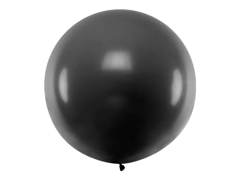 Round latex balloon, black , 1 m Partydeco