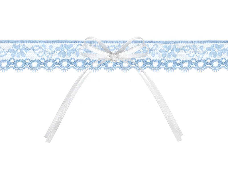 Lace garter with a ribbon, sky-blue Partydeco