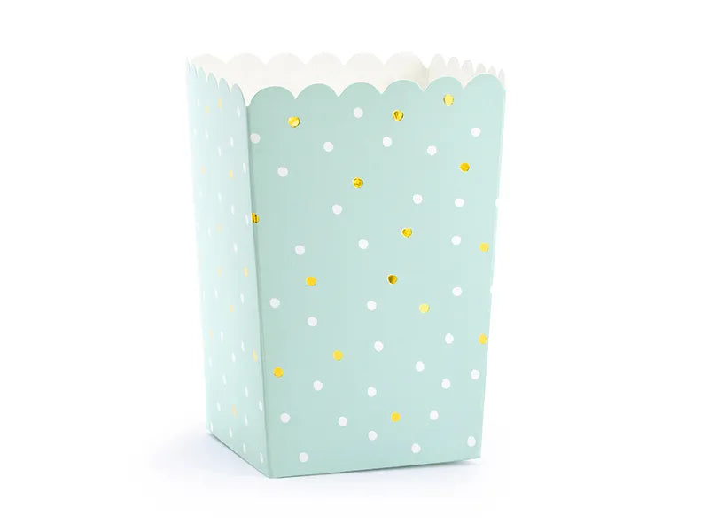 Cajas de papel para palomitas de maíz, verde claro, 7 x 7 x 12,5 cm, 6 uds.