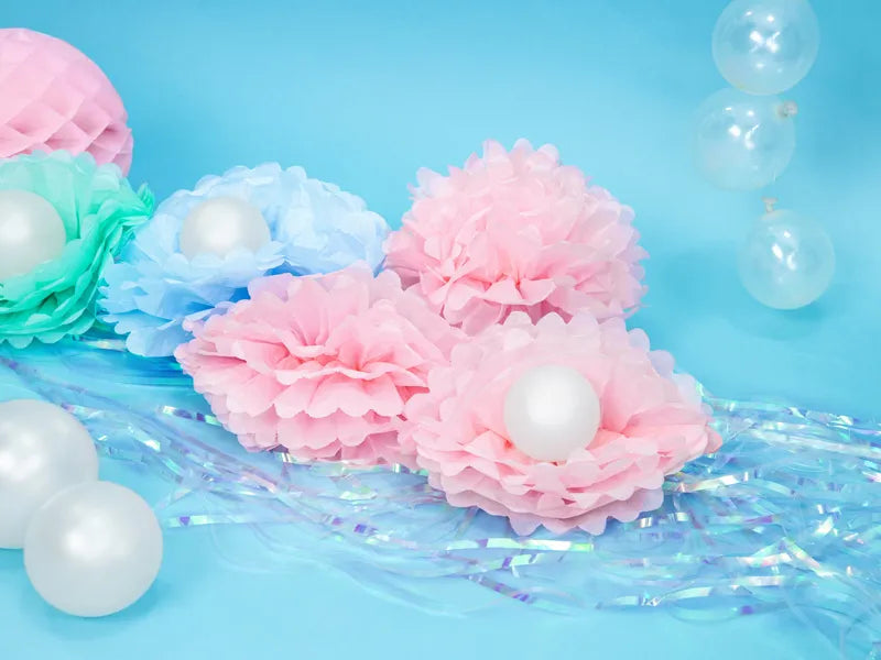 Tissue paper Pom pom, light misty blue, 25cm, 1 pcs Partydeco