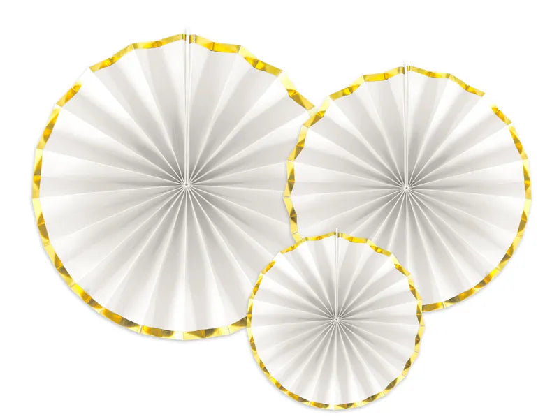 Decorative Rosettes, white, 23 - 40 cm, 3 pcs set Partydeco