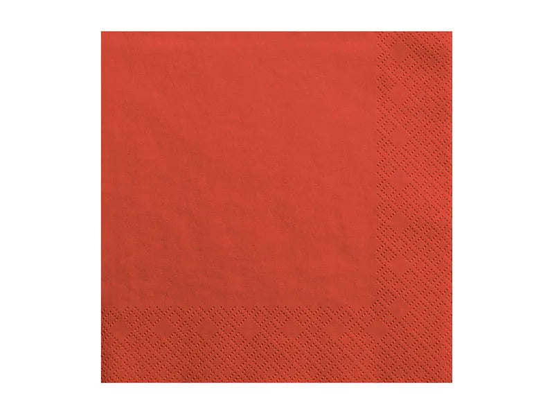 Paper napkins, 3 layers, red, 33x33 cm, 20 pcs Partydeco