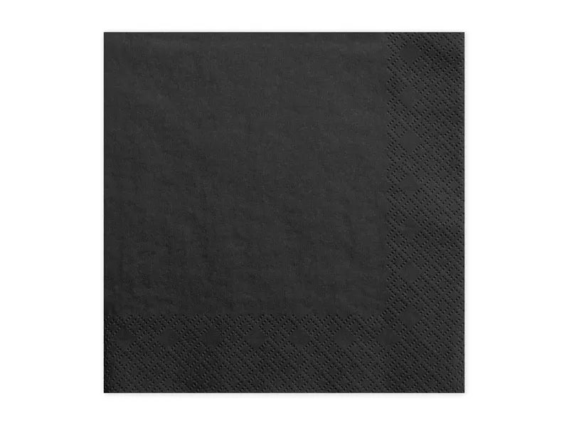 Paper napkins, 3 layers, black, 33x33cm, 20 pcs Partydeco