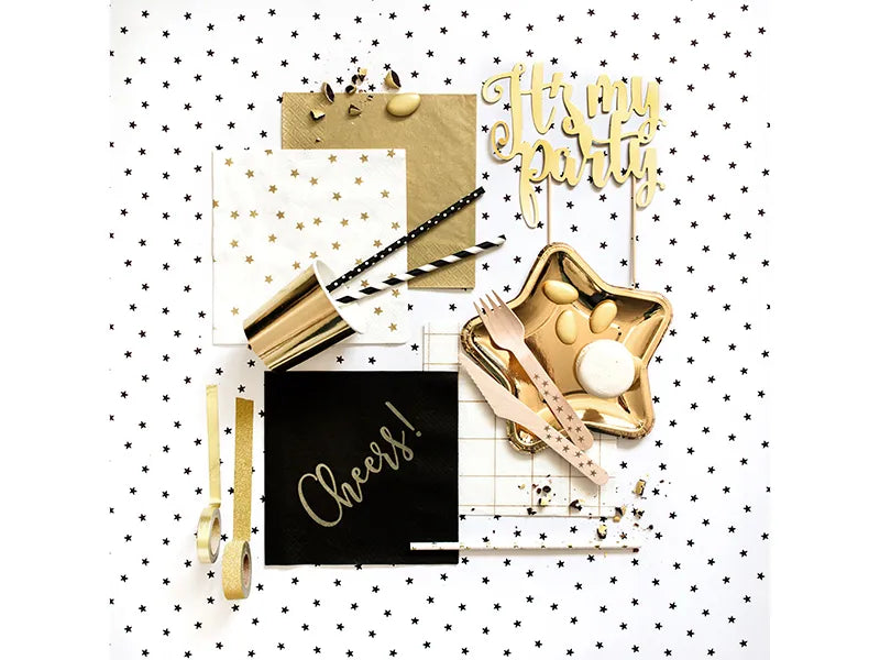 Paper napkins, 3 layers, gold metallic, 33x33cm, 20 pcs Partydeco