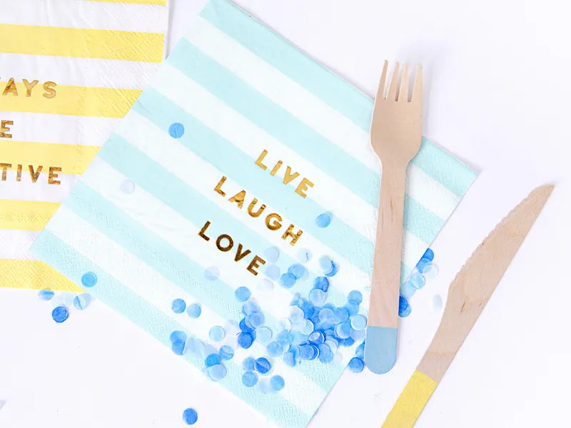 Paper napkins Live Laugh Love, light blue, 33x33 cm, 20 pcs Partydeco
