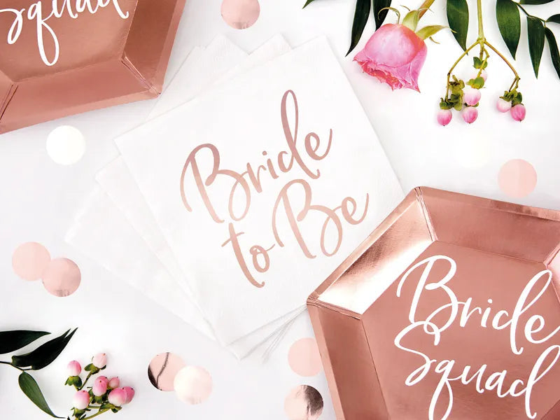 Paper napkins Bride to be, rose gold, 33x33 cm, 20 pcs Partydeco