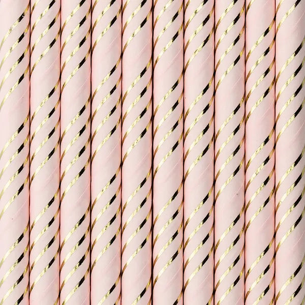 Pajitas de papel, rosa claro, 19,5 cm, 10 uds.