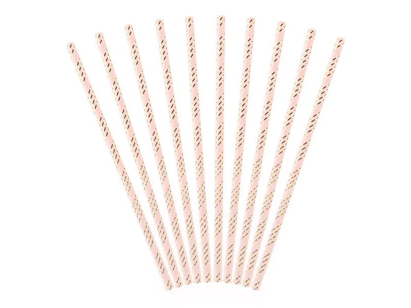 Pajitas de papel, rosa claro, 19,5 cm, 10 uds.