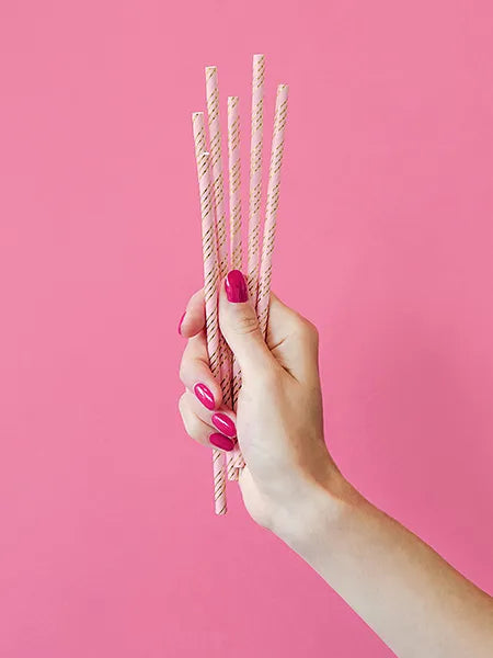 Paper straws, light pink, 19.5cm, 10 pcs Partydeco