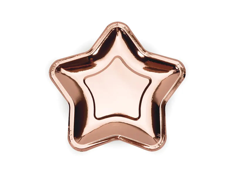 Platos de papel Estrella, oro rosa, 18 cm, 6 uds.