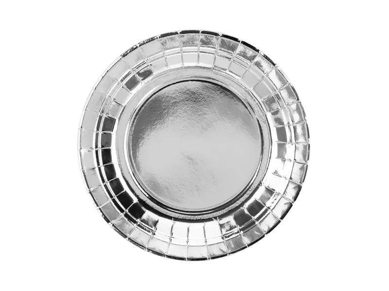 Platos de papel, plata, 18 cm, 6 uds.