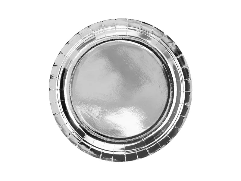 Platos de papel, plata, 23 cm, 6 uds.