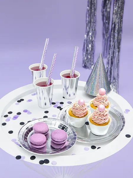 Paper plates, silver, 18 cm, 6 pcs Partydeco