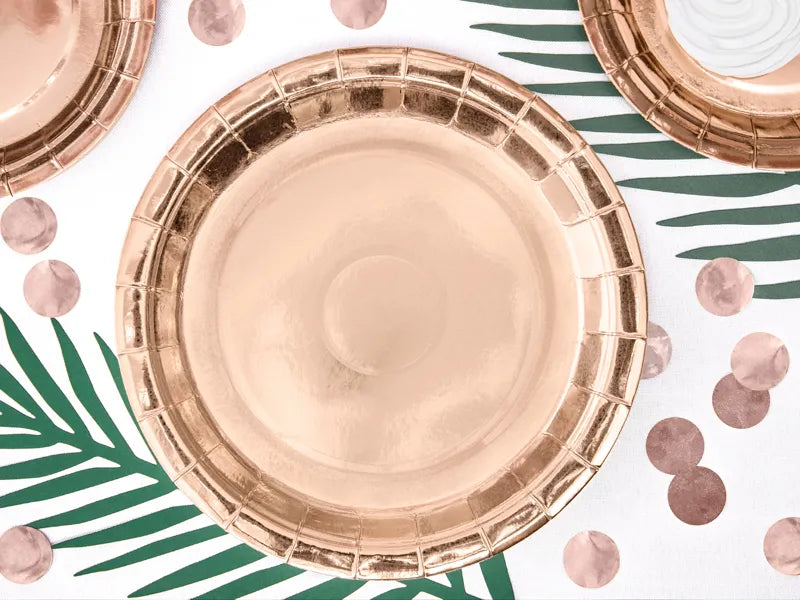 Paper plates, rose gold, 23 cm, 6 pcs Partydeco