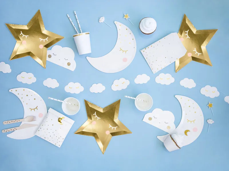 Paper plates Little Star - Star, golden, 27cm, 6 pcs Partydeco
