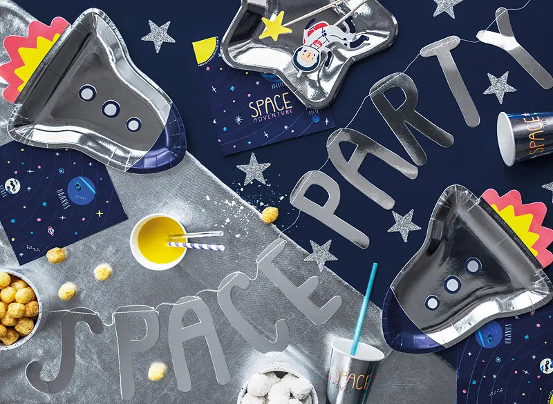 Pratos de papel Festa Espacial - Foguete, 21,5x29,5cm, 6 unidades