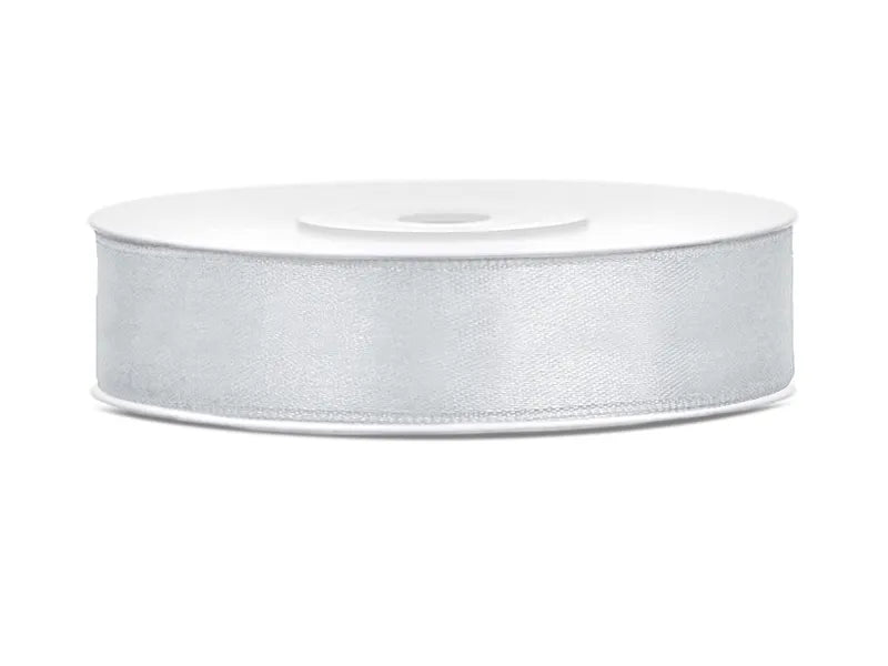 Satin Ribbon, silver, 12 mm x 25 m Partydeco