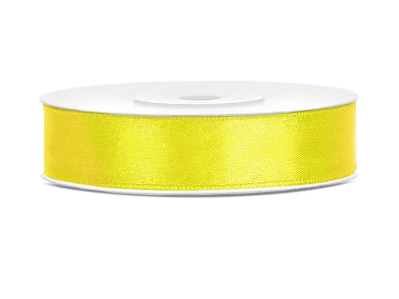 Satin Ribbon, yellow, 12 mm x 25 m Partydeco