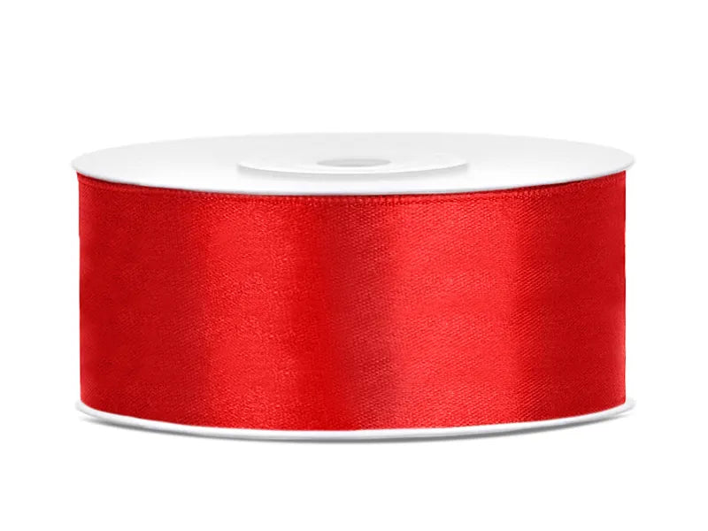 Satin Ribbon, red, 25 mm x 25 m Partydeco